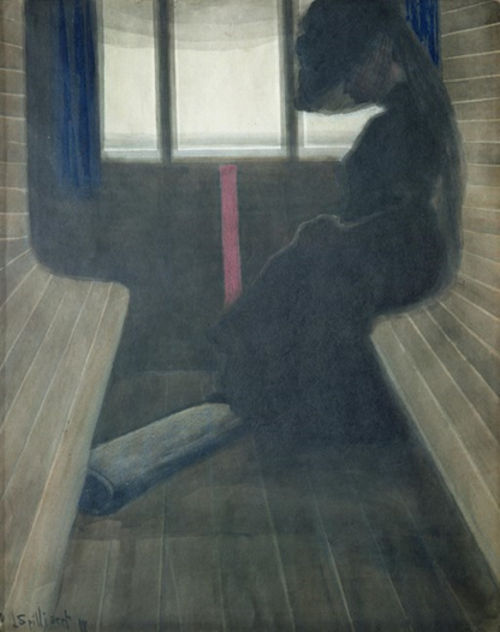 Lon Spilliaert, De vrouw in de trein, 1908.